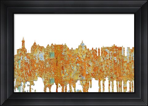 Framed Victoria BC Skyline - Rust Print
