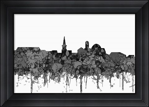 Framed Alexandria Virginia Skyline - Cartoon Print