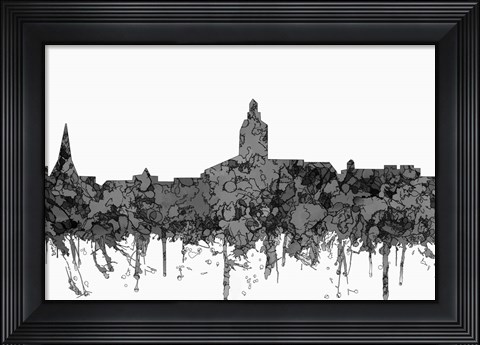 Framed Annapolis Maryland Skyline - Cartoon B&amp;W Print