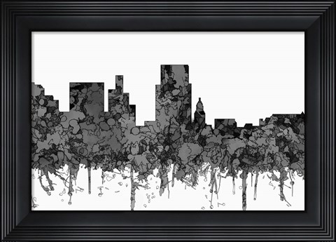 Framed Boise Idaho Skyline - Cartoon B&amp;W Print
