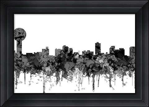 Framed Knoxville Tennessee Skyline - Cartoon B&amp;W Print
