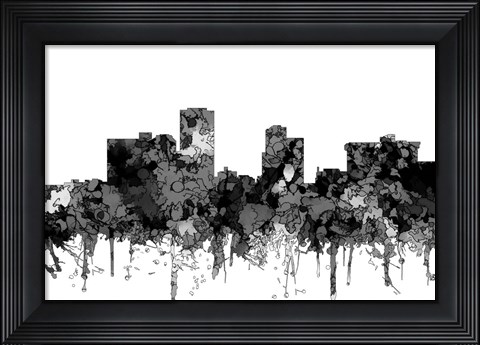 Framed Little Rock Arkansas Skyline - Cartoon B&amp;W Print