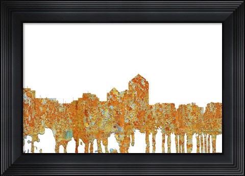 Framed Albuquerque New Mexico Skyline - Rust Print