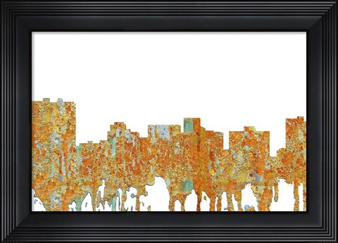 Framed Arlington Texas Skyline - Rust Print