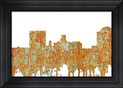 Framed Augusta Georgia Skyline - Rust Print