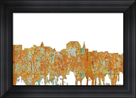 Framed Augusta Maine Skyline - Rust Print