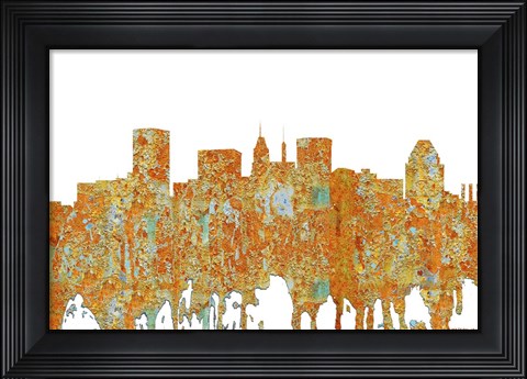 Framed Baltimore Maryland Skyline - Rust Print