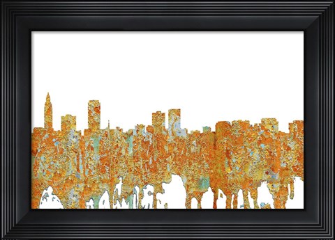 Framed Baton Rouge Louisiana Skyline - Rust Print