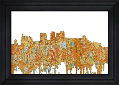 Framed Birmingham Alabama Skyline - Rust Print