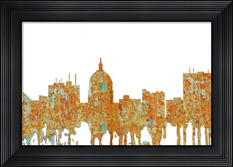 Framed Boise Skyline 2 - Rust Print