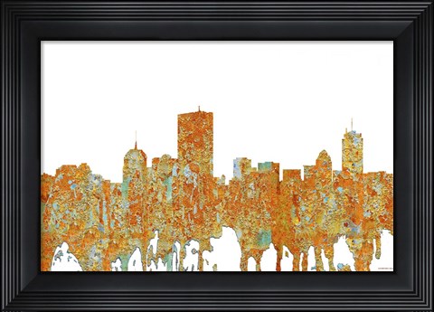 Framed Boston Mas Skyline - Rust Print