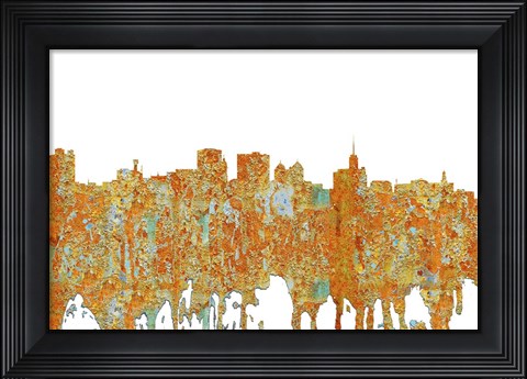 Framed Buffalo New York Skyline - Rust Print
