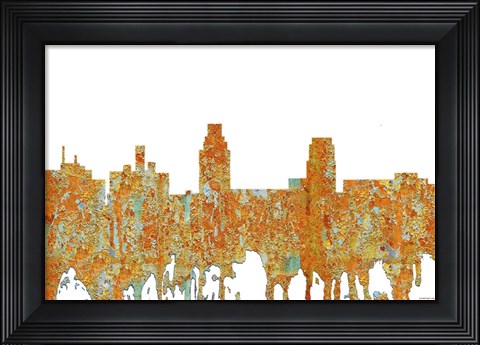 Framed Camden New Jersey Skyline - Rust Print