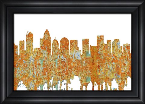 Framed Charlotte NC Skyline - Rust Print