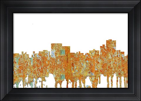 Framed Chatanooga Tennessee Skyline - Rust Print