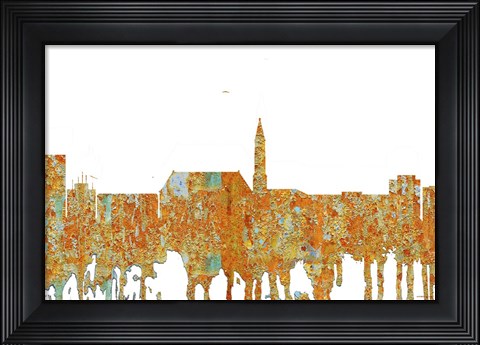 Framed Cheyenne Wyoming Skyline - Rust Print