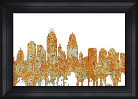 Framed Cincinnati Ohio Skyline - Rust Print