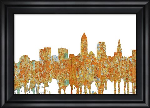 Framed Cleveland Ohio Skyline - Rust Print