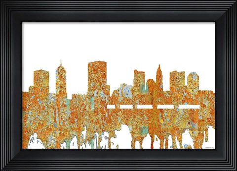 Framed Columbus Ohio Skyline - Rust Print
