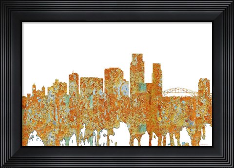 Framed Corpus Christi Texas - Rust Print