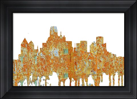 Framed Dallas Texas Skyline - Rust Print