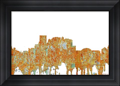 Framed El Paso Texas Skyline - Rust Print