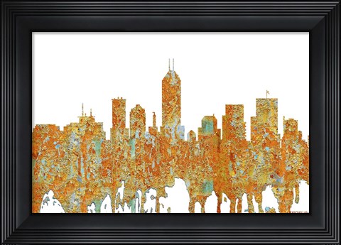 Framed Indiana Indianapolis Skyline - Rust Print