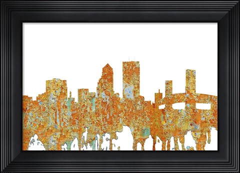 Framed Jacksonville Florida Skyline - Rust Print