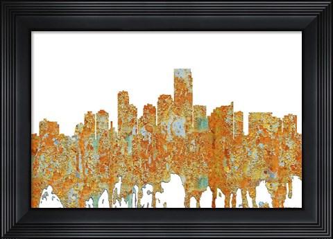 Framed Jersey City New Jersey Skyline - Rust Print