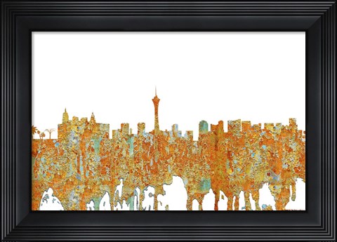 Framed Las Vegas Nevada Skyline - Rust Print