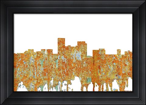 Framed Lexington Kentucky Skyline - Rust Print