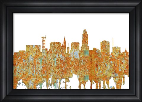 Framed Lincoln Nebraska  Skyline - Rust Print