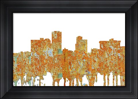 Framed Little Rock Arkansas Skyline - Rust Print