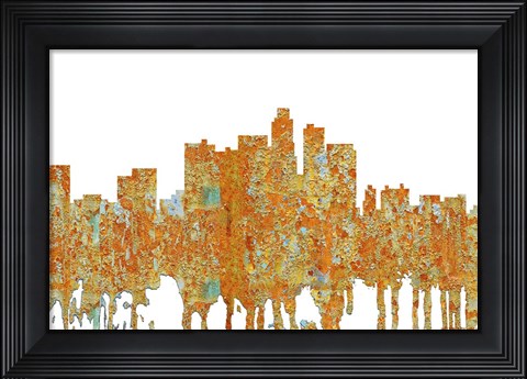 Framed Los Angeles California Skyline - Rust Print