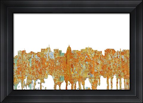 Framed Madison Wisconsin Skyline - Rust Print