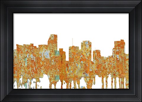 Framed Miami Florida Skyline - Rust Print