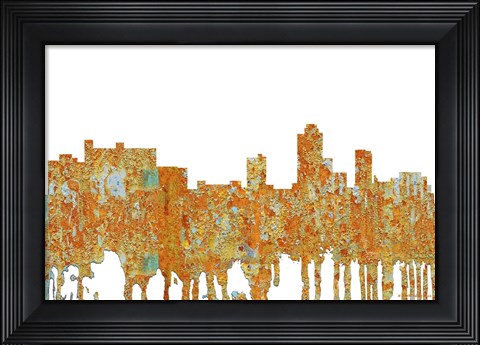 Framed New Brunswick New Jersey Skyline - Rust Print