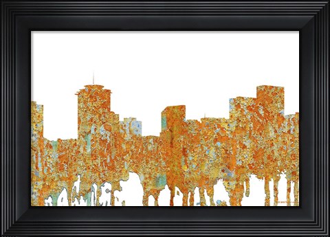 Framed New Orleans Louisiana Skyline - Rust Print