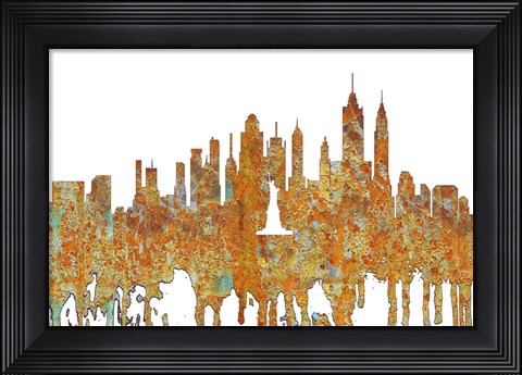 Framed New York New York Skyline - Rust Print