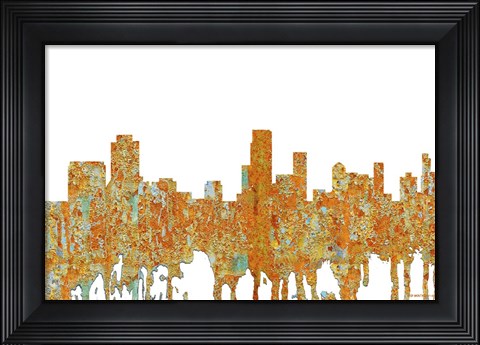 Framed Newark New Jersey Skyline - Rust Print