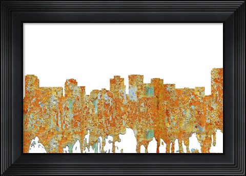 Framed Norfolk Virginia Skyline - Rust Print