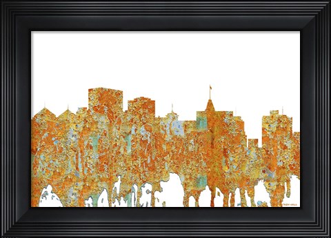 Framed Oakland California Skyline - Rust Print