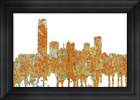 Framed Oklahoma City Oklahoma Skyline -Rust Print