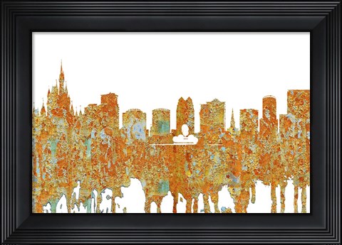 Framed Orlando Florida Skyline - Rust Print