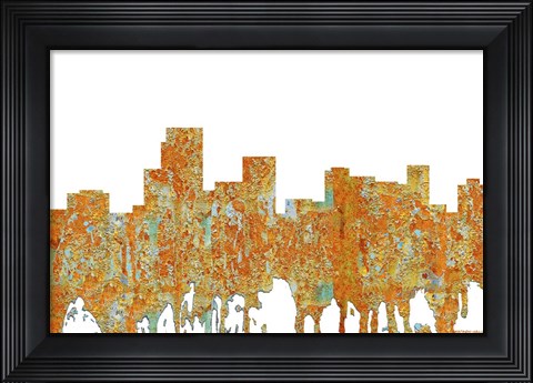 Framed Parsippany New Jersey Skyline - Rust Print