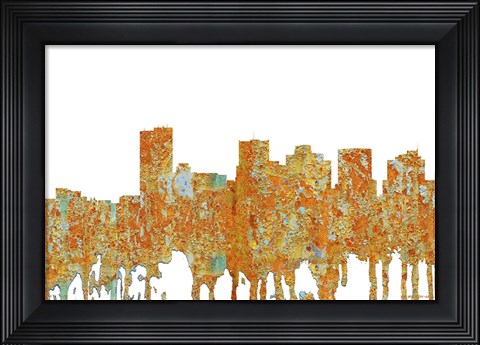 Framed Phoenix Arizona Skyline - Rust Print