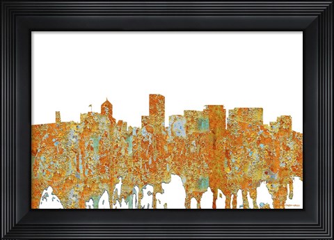 Framed Portland Oregon Skyline - Rust Print