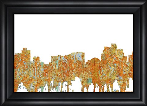 Framed Reno Nevada Skyline - Rust Print