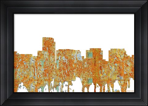 Framed Rosslyn Virginia Skyline - Rust Print