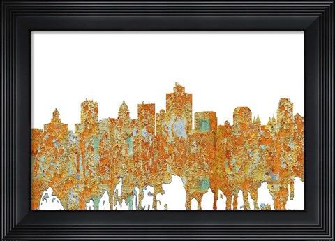 Framed SaltLake City Utah Skyline - Rust Print